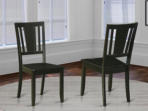 East West Furniture DUC-MAH-LC Dudley Kitchen Dining Chairs - Faux Leather Upholstered Wood Chairs, Set of 2, Mahogany