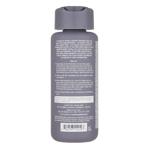 Kristin Ess Hair The One Purple Shampoo for Toning Blonde Hair - Neutralizes Brass + Yellow Tones, Shine Restoring - Sulfate
