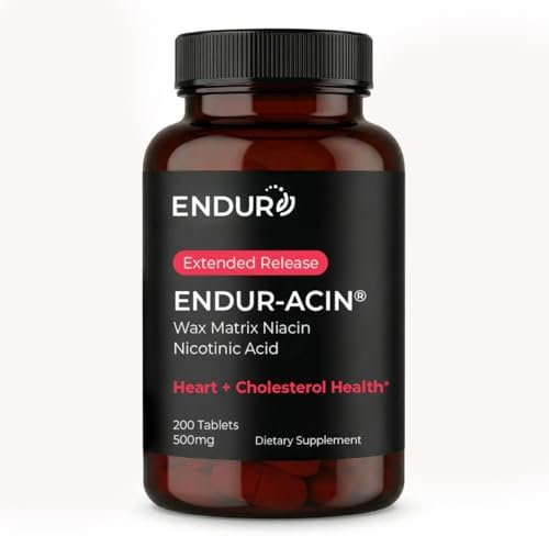 ENDUR-ACIN - Niacin B3 - ER (Extended Release) 500 mg (200 ct) | Nicotinic Acid Formula Supporting Healthy Heart & Cholesterol Balance with
