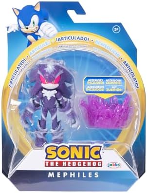 Sonic the Hedgehog 4-inch Mephiles the Dark Action Figure with Purple Mist Base Accessory. Ages 3+ (Officially Licensed by Sega)