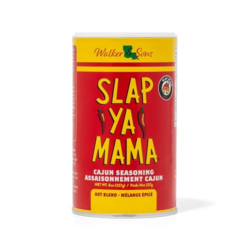 Slap Ya Mama Cajun Seasoning from Louisiana, Hot Blend, No MSG and Kosher, 8 Ounce Can | one 8 oz canister of Hot Blend Cajun seasoning for chicken, seafood, vegetables, grilling, and everyday meals.