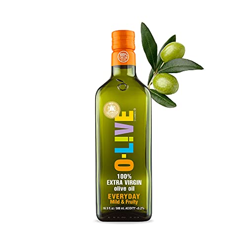 O-Live & Co. 25 Fl Oz 100% Extra Virgin Olive Oil - No Additive - Single Origin Versatile EVOO - First Cold Pressed - Polyphenol Rich - Glass Bottle - New Harvest - Award Winner