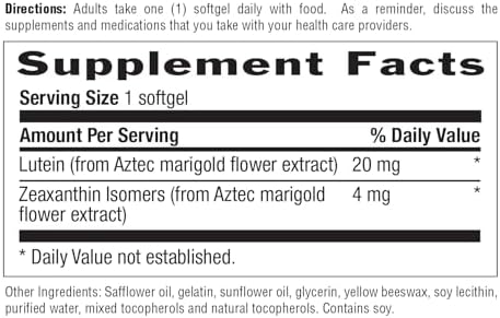Country Life Lutein 20 mg Supplement - Certified Gluten-Free - Eye Health Support with Lutein and Zeaxanthin - Reduces Eye Strain from Screens - No