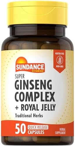 Sundance Super Ginseng Complex | with Royal Jelly | 50 Quick Release Capsules | Non-GMO and Gluten Free Traditional Herb Supplement