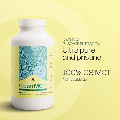 LevelUp Clean MCT Oil Capsules, 100% C8 Caprylic Acid, Keto, 280 Count | Mess-free MCT capsules for travel, coconut-sourced, non-GMO