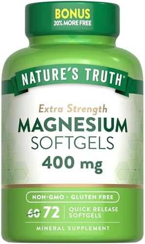 Nature's Truth Magnesium | 400mg | 72 Softgels | Value Size | Extra Strength | from Magnesium Oxide | Non-GMO and Gluten Free Supplement | Extra