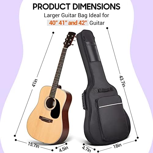 CAHAYA Guitar Bag Upgraded Premium Version for 40 41 42 Inch Acoustic Guitar Gig Bag 0.5in Thick Sponge Overly Padded Water Resistent Guitar Case