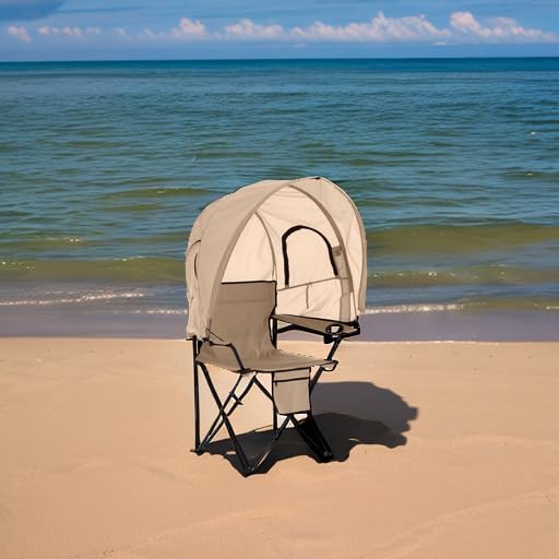 BrylaneHome Oversized Camp Chair with Canopy - Taupe