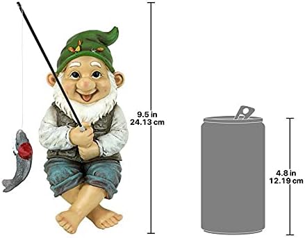 Design Toscano Frederic the Little Fisherman of Avignon Boy Fishing Garden Statue, 15 Inch Tall, Cast Stone Resin, Two Tone Stone Finish