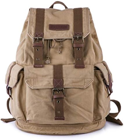GOOTIUM 21101AMG Specially High Density Thick Canvas Backpack Rucksack, Field Tan, Large