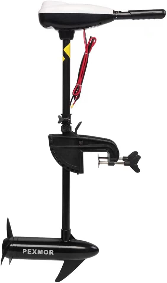 PEXMOR 8 Speed Electric Trolling Motor, Electric Outboard Boat Motor w/Adjustable Handle & LED Indicator, Transom Mounted for Saltwater, Kayak