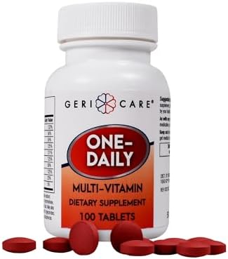 GeriCare One-Daily Multi-Vitamin Tablet, 100 Count Adult Multivitamin Supplement | Easy-to-Take Dietary Supplement with Vitamins A, C, D3, B, Calcium| Vitamin & Mineral Complex (2 Pack)