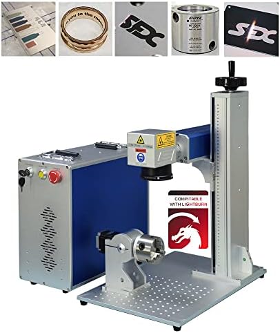 100W Fiber Laser Marking Machine for Metal Engraving Machine 100W 300×300mm with 80mm Rotary Device JPT MOPA Fiber Laser Engraver Rotary Class 1