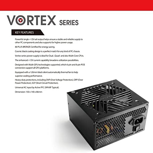 RAIDMAX Vortex 700watts 80+ Certified Bronze ATX Power Supply, Continuous Power with 120mm Quiet Fan