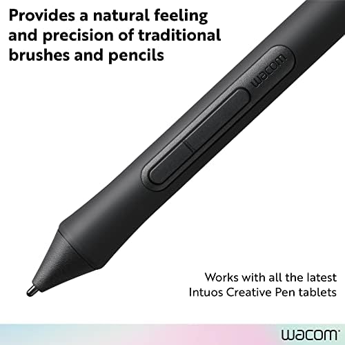 Wacom Intuos Pen LP1100K | Cordless and battery free so pen never needs charging, 2 shortcut buttons, 4,096 levels of pressure sensitivity for control