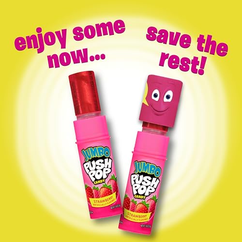 Push Pop Jumbo Individually Wrapped Bulk Lollipop Variety Party Pack | 18 Jumbo Lollipop Suckers in Assorted Fruity Flavors - Fun Candy for