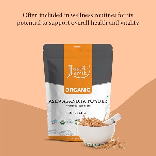 100% Organic Ashwagandha Powder- Withania Somnifera- USDA Certified Organic- 227g (0.5 LB) 8 oz - Ayurvedic Herbal Supplement That Promotes Vitality