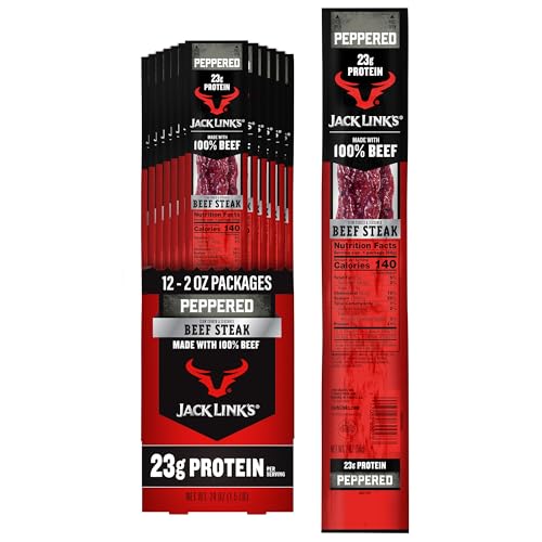 Jack Link's Beef Steak, Original - Protein Snacks, Jerky Meat Snack with 23g of Protein, Made with 100% Beef, Individually Wrapped Bulk Snack Pack, Keto Friendly - 2 Oz. (12 Count)