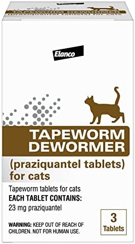Elanco Tapeworm Dewormer (praziquantel tablets) for Cats and Kittens 6 Weeks and Older, 3-count