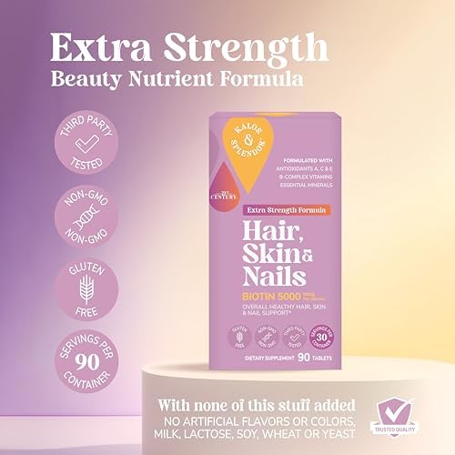 21st Century Hair, Skin and Nails Extra Strength Tablets, 90 Count (27847) | Extra-Strength Hair, Skin & Nails Formula with Biotin & Vitamins A, C & E