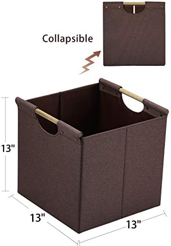HOONEX Collapsible Storage Bins, 13x13x13 Inches Storage Cubes Linen Fabric, 3 Pack