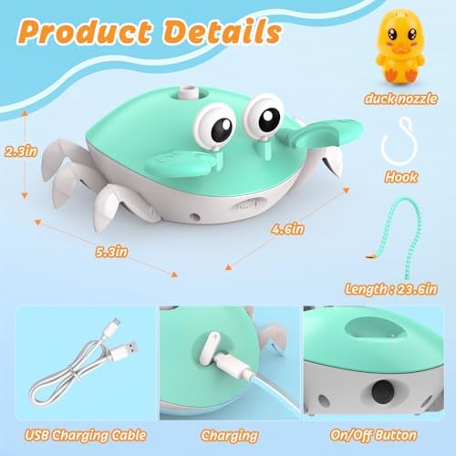 Water Table Pump, 5400mAh Rechargeable Crab Water Pump for Water Table with 3 Modes Sprinkler