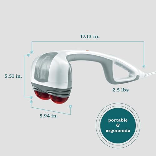 Homedics Back Massager Heated Automatic Percussion Body Massager | with Dual Pivoting Heads, for Back, Body and Neck Massage, Interchangeable Nodes