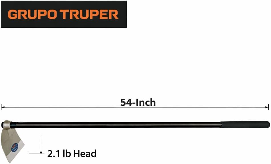 Truper Lane Hoe No. 3, 54-Inch Fiberglass Handle, 8-1/2-Inch x 8-1/2-Inch Forged Head, 2.1 lb Head Weight