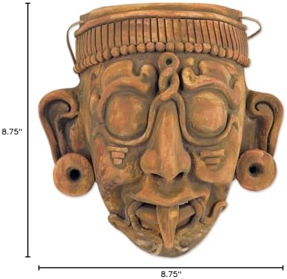 NOVICA Artisan Handmade Ceramic Mask Maya God of Sun Wall Replica Crafted by Mexico 'Maya Lord Kinich Aha'