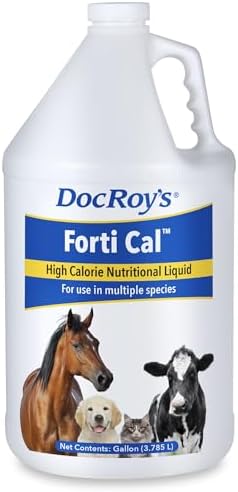 Doc Roys Forti Cal Liquid Energy Supplement for Dogs, Cats, Horses and Parrots, Natural Glucose Source with Soluble and Insoluble Fiber, Vanilla Flavor, Gallon