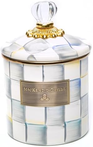 MACKENZIE-CHILDS Enamel Canister, Small, Black-and-White Courtly Check