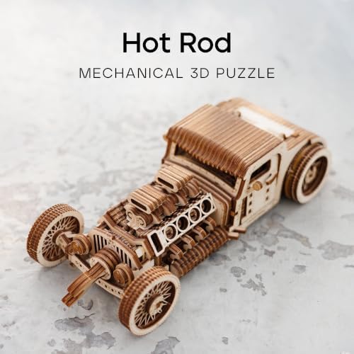 Wood Trick Hot Rod Car 3D Wooden Puzzles for Adults to Build