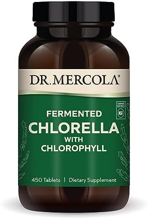 Dr. Mercola Fermented Chlorella - Supports Normal Detox & Cellular Energy - with Chlorophyll & Trace Minerals - Vegan - Non-GMO - 1 g - 450 Tablets