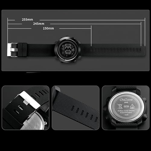 SNE Digital Watch Sports Waterproof Military Back Light Small Watch for Men Black 1426