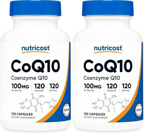 Nutricost CoQ10 100mg, 120 Vegetarian Capsules, 120 Servings, GMO-Free | High Absorption Coenzyme Q10