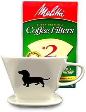 Simply Charmed Ceramic Pour Over Coffee Maker with 40 Count Melitta Filters - Elegant Single Serve Coffee Dripper for Rich Brewed Pour Over Coffee - Base Measures 4", Height 3" - Brews 8-16 oz