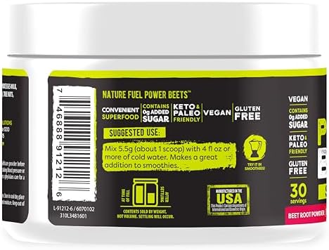 SlimFast Healthy Delights Nature Fuel Power Beets Vegan Beet Juice Powder | 0g Added Sugar, Beet Root Supplement, Beetroot, Mixed Berry, 30 Servings