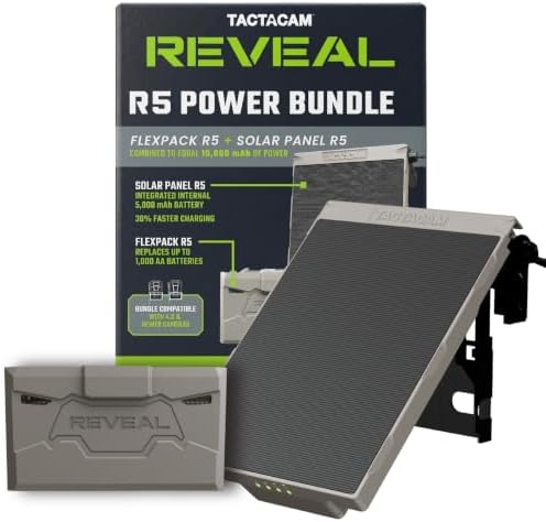 Tactacam Reveal R5 Power Bundle, FlexPack R5 + Solar Panel R5 | Self-sustaining charging system, Advanced Insights, 30% fast charge, built-in 5