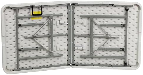 Flash Furniture 5-Foot Bi-Fold Granite White Plastic Folding Table | Lightweight, Easy Storage, Commercial Grade, Carrying Handle
