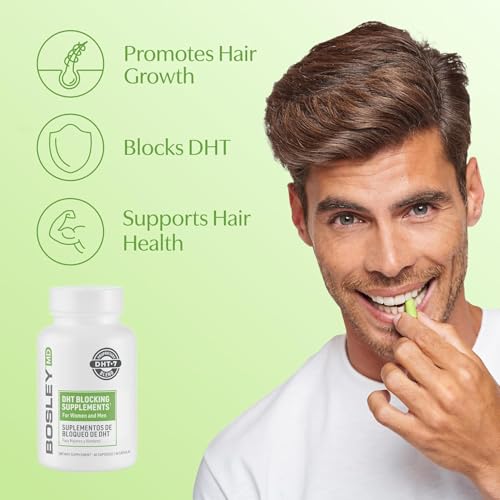 BosleyMD Women’s Healthy Hair Growth Supplements for Thicker, Fuller Hair– DHT-Blocking Botanicals with Biotin, Niacin, Zinc & L-Lysine – Rich in Vitamins & Minerals – 60 Capsules (2-Month Supply)
