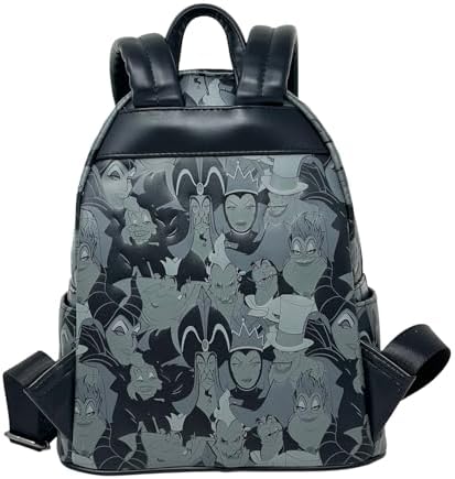 Loungefly Disney Villains Debossed All Over Print Womens Double Strap Shoulder Bag Purse