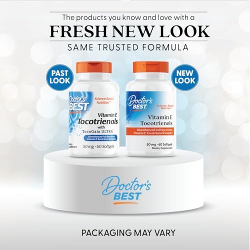 Doctor's Best Vitamin E Tocotrienols contains TocoGaia ULTRA™ bioenhanced full spectrum vitamin E complex, 60 Count