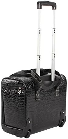 Kathy Van Zeeland Croco PVC Designer Underseat Luggage - 15 Inch Carry On Suitcase for Women- Lightweight Under Seat Bag with 2-Rolling Spinner Wheels (Burgundy)