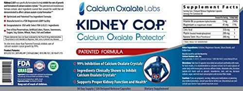 KIDNEY C.O.P. Calcium Oxalate Kidney Stone Support Supplement 120 Caps | Urologist Recommended, 99% Calcium Oxalate Inhibition, 5X Stronger Than Chanca Piedra, Patented Formula, 30-day supply