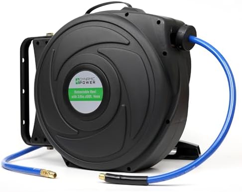 DYNAMIC POWER Elite Retractable Air Hose Reel with 3/8-Inch by 50-Feet PU Air Hose exceptional resistance to abrasion, oil, and weather - DP-HR5-315