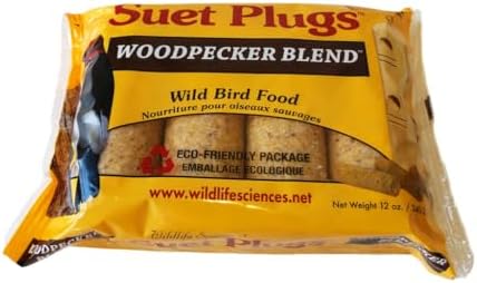 Wildlife Sciences Suet Plugs 48 Pack, Case of 12 Individually Wrapped 12 oz 4 Packs (Peanut Blend)