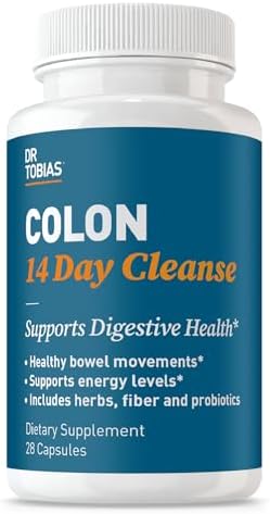 Dr. Tobias Colon 14 Day Cleanse | Supports Digestion & Gut Health | Colon Cleanse Detox | Constipation Relief & Gut Health Support for Women & Men | Psyllium + Senna + Probiotics | 28 Capsules