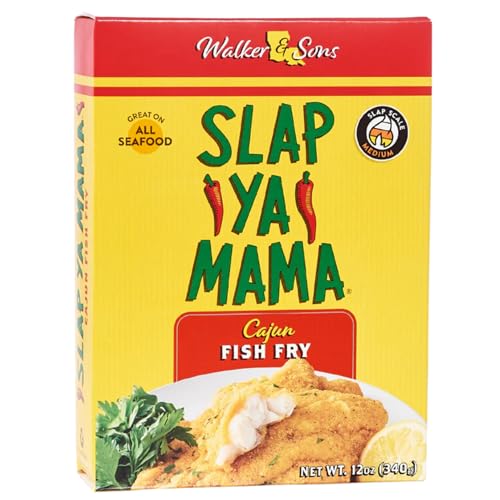 Slap Ya Mama Louisiana Style Cajun Fish Fry, No MSG and Kosher, 12 Ounce Box, Pack of 3 | Three 12 oz boxes of Cajun fish-fry breading for fish