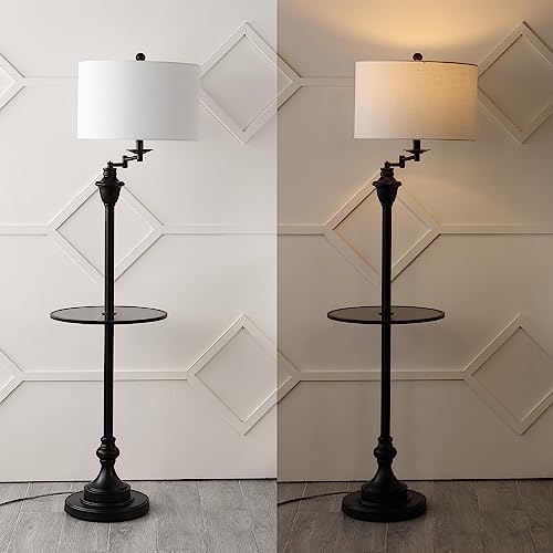 JONATHAN Y Cora 60" Metal Swing Arm Floor Lamp, Oil Rubbed Bronze/Clear