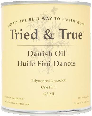 Tried & True Danish Oil, Pure Polymerized Linseed Oil Wood Finish, Pint | Ideal for Furniture, Rustic Pieces, & Priming Wood for Other Oil or Epoxy-Based Products, Food Safe, Simple, Fast Curing